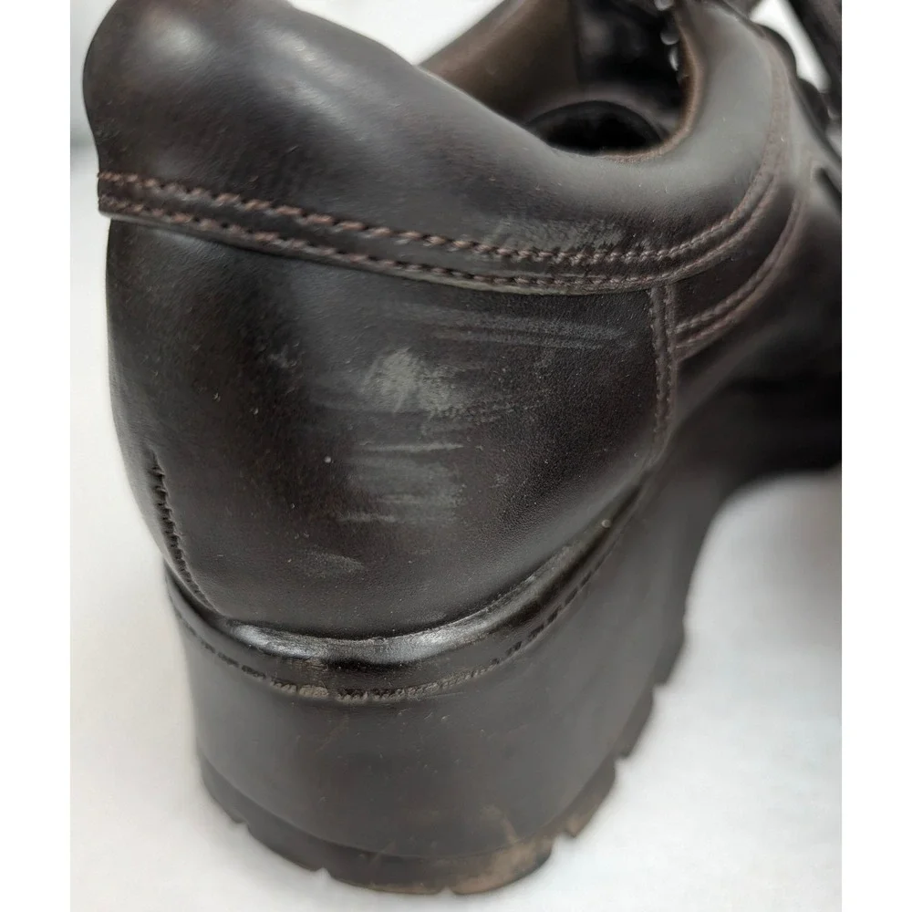 Lower East Side Womens 6.5 Brown Platform Oxford Shoes Y2K Chunky Wedge Lug